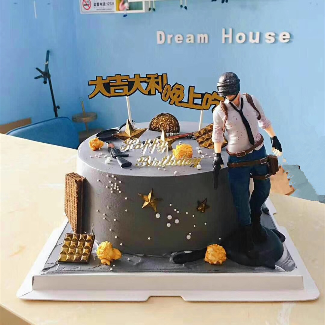 Birthday cake decoration net red Jedi survival good luck eat chicken tonight male warrior decoration puppet male god