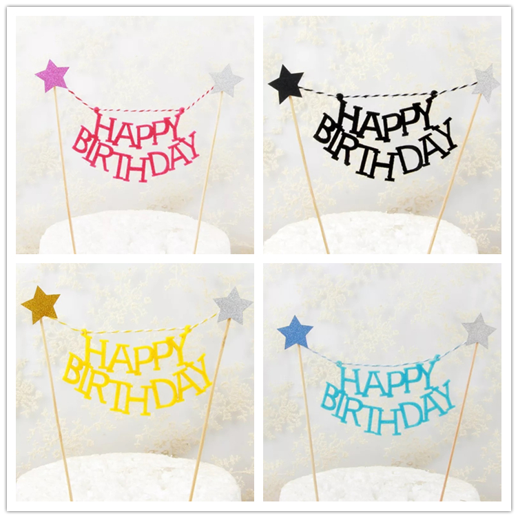 Star La Flag Cake Decorated Birthday Happy Nonwoven Fabric Plug the flag of Pentagon Banner Toothpick DIY plugin