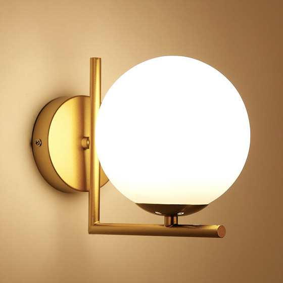 Aisle Corridor Wall Lamp Modern Minimalist Bedroom Bedside Background Wall Lamp Round Glass up and down Stairs Wall Hanging Lamp