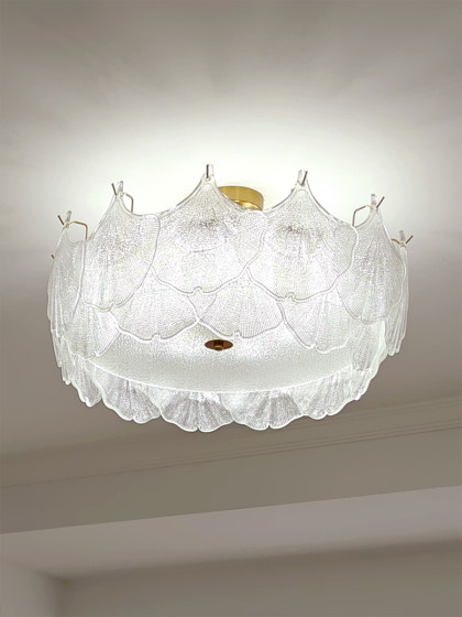 French-Style Cream Ceiling Light for Master Bedroom, New Trendy Children's Room Light, Modern Light Luxury Creative Ginkgo Leaf Light