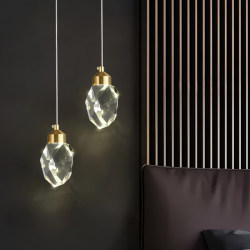 Bedroom Bedside Small Pendant Light, Living Room Sofa Background Wall Light, Light Luxury All-Copper Crystal High-End Entrance Atmosphere Light, Modern