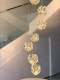 Modern Duplex Staircase Loft Luxury Crystal Ball Chandelier Apartment Open-Air Spiral Staircase Villa Living Room Lamp
