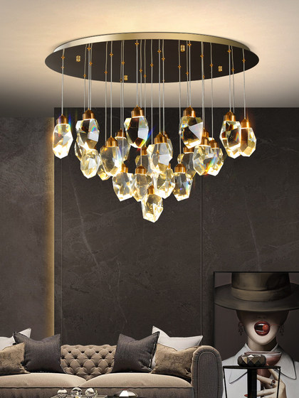 Luxury Restaurant Chandelier, Post-Modern Minimalist Personalized Living Room Lamp, Light Luxury Crystal Chandelier, Bar Restaurant Creative Lighting Fixtures
