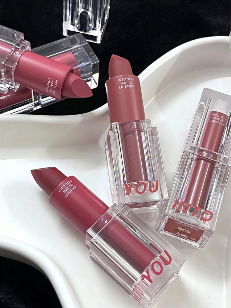 intoyou new space mud red strawberry bear s03 matte mirror lip glaze s06 tea red wood appears white lip mud