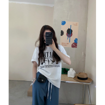 HHYEE White T-Shirt Woman Thin Design Sensation Spring Summer 2021 New Tide Letters Printed Casual Loose And Compassionate Blouse