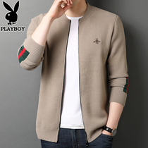 Playboy knitted cardigan mens coat spring and autumn clothing Korean version of the trend wear sweater casual autumn and winter mens coat