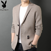 Playboy cardigan mens long autumn and winter youth Korean slim knitwear mens sweater jacket