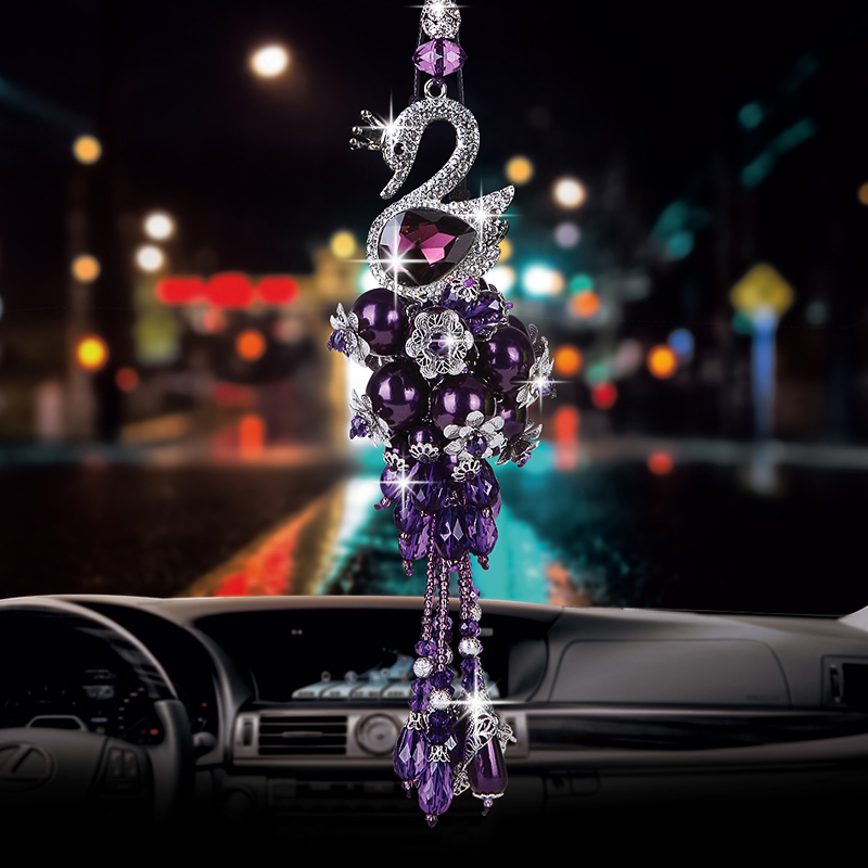 Applicable to Benz BMW Audi Automotive High-end Crystal Swan Hanging Car Interior Decoration Car Pending Female