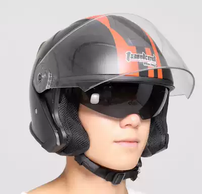 Electric locomotive semi-helmet tank double lens large size 3C certified safety helmet helmet Four Seasons men and women semi-clad