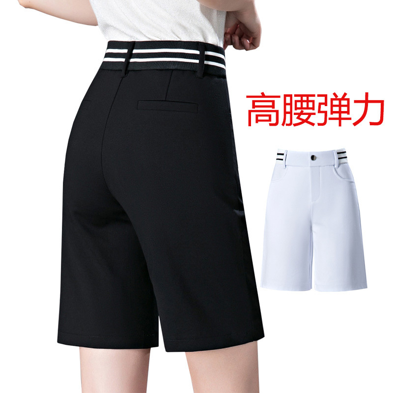 Summer New Women's Golf Shorts High-Waisted Elastic Five-Point Pants Loose Straight Mid-Length Pants Plus Size Slimming Wide-Leg Pants Summer New Women's Golf Shorts High-Waisted Elastic Five-Point Pants Loose Straight Mid-Length Pants Plus Size Slimming Wide-Leg Pants