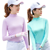 Summer golf t-shirt womens ice silk long-sleeved sun protection clothing quick-drying breathable sports ball clothing elastic tight bottoming shirt