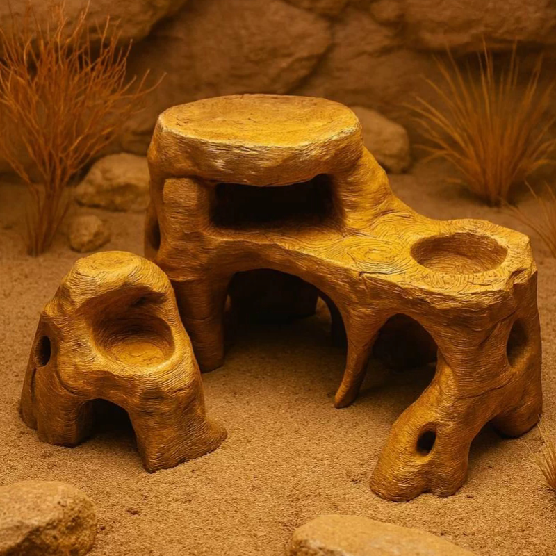 18cm Fengrong Hidden Space Climbing and Feeding Basin 3D Printed Desert Ecological Amphibious Tank for Reptiles
