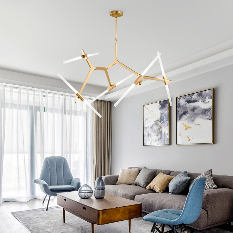 Postmodern chandelier living room lamp ins minimalist designer LED dining room duplex building hotel villa tree branch lamp