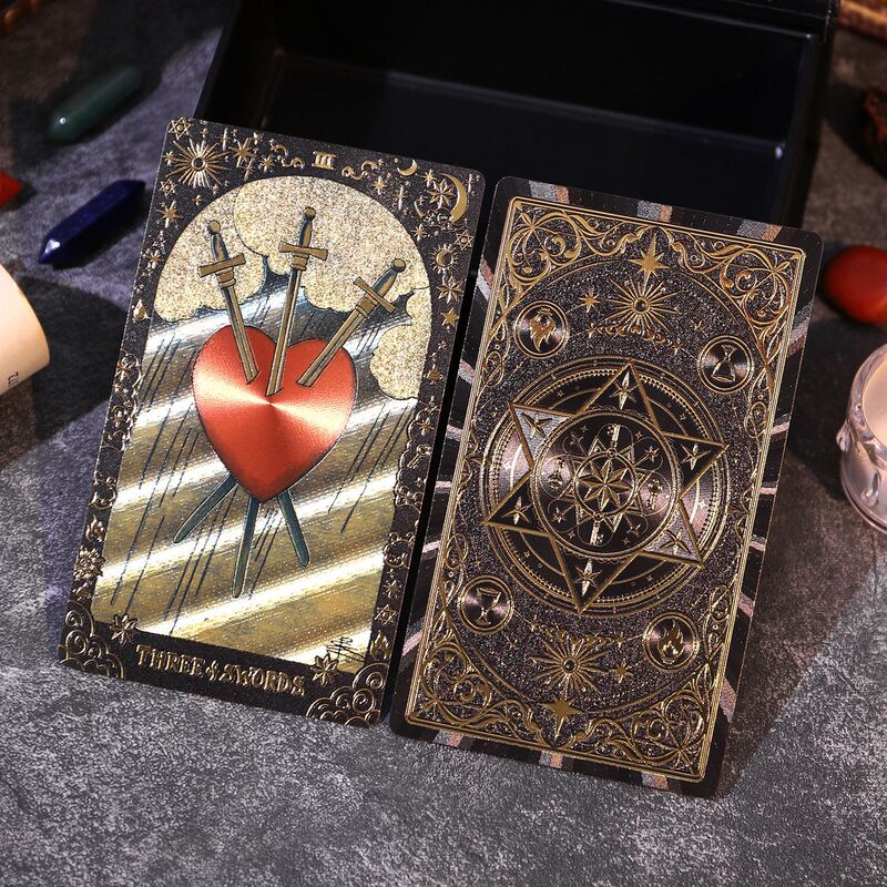 Authentic Classic Smith Gold Foil Waite Beginner Tarot Card Collection Pvc Waite Gold Stamped Waterproof