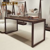 Clothing store bag display stand in the middle of the island flowing water display stand table is placed in the middle of the solid wood acrylic shelf