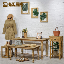 Womens clothing stores Flowing Water Table Solid Wood Shelving Windows Rack Table Shoes Bungling Shop Shelf shelves Island Flower Racks stand