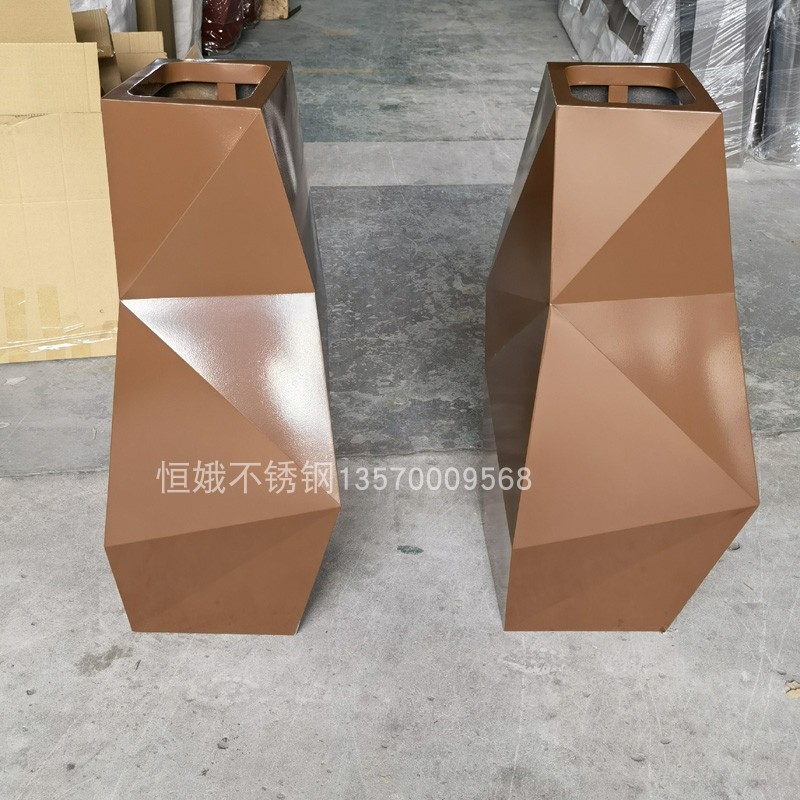 Stainless steel vase Special-shaped flower pot Metal flower pot Brushed rose gold flower pot Paint floor flower pot