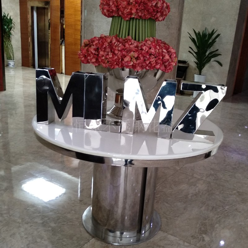 Factory custom stainless steel letter decoration flower pot creative metal ornaments
