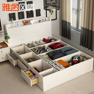 储物床高箱床抽屉床收纳床1.5米1.8米1.35米双人床榻榻米床板式床