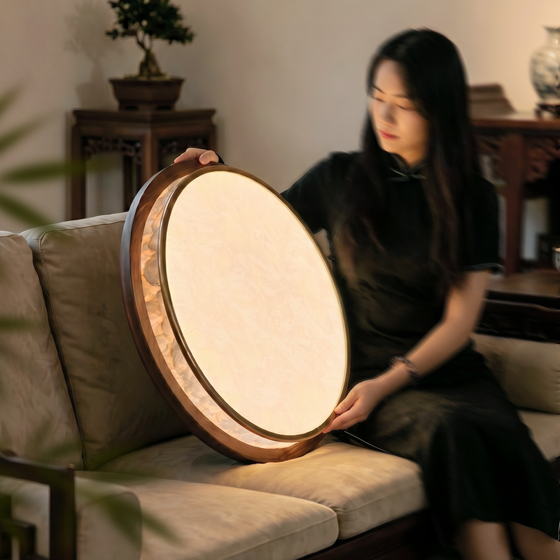 Song-Style Aesthetic Mid-Century Bedroom Ceiling Lamp, New Chinese-Style All-Copper Black Walnut Eye-Protecting Led Round Living Room Lighting Fixture Song-Style Aesthetic Mid-Century Bedroom Ceiling Lamp, New Chinese-Style All-Copper Black Walnut Eye-Protecting Led Round Living Room Lighting Fixture