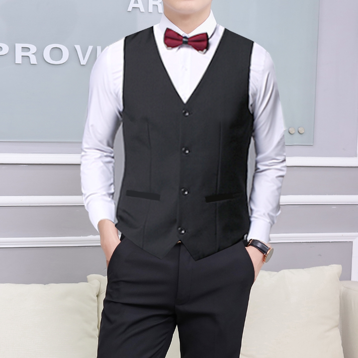 2021 Korean version of the trendy slim suit vest men's British suit vest casual professional vest best man vest