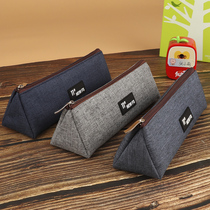 Smart purchase large-capacity triangle pencil case female retro style literary ins high value Japanese Harajuku style male junior high school students pencil box canvas pencil bag Primary School tide cool niche Korean college students