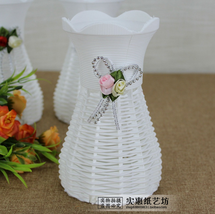 Bình hoa đứng phòng khách bình trang trí thời trang hiện đại tiết kiệm hoa đặc biệt cung cấp dệt nhựa chậu hoa lọ cắm hoa hồng