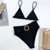 2020 bikini mới AliExpress phong cách nóng bỏng phụ nữ cạp cao màu đen áo tắm xẻ tà Đồ bơi sexy Âu Mỹ - Bikinis
