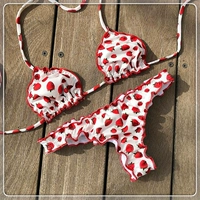 2018 speed speed new ruffled dâu tây bikini bikini áo tắm nữ dây đeo bikini gợi cảm bộ đồ tắm biển nữ