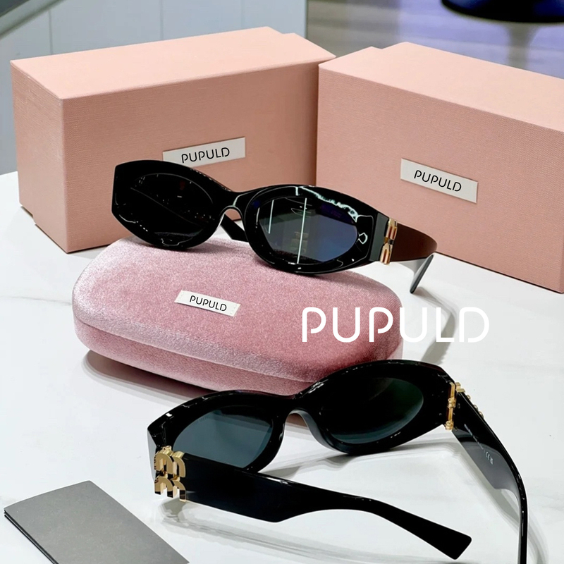 Pupuld Distinctive Sunglasses W11-66 Black and Gold Sunshade Unisex Prescription Cat-Eye Sunglasses