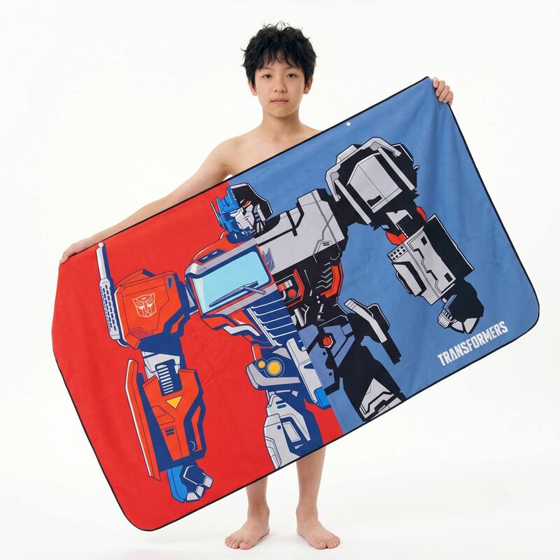 Zoke Unisex Absorbent Bath Towel Swimming Quick-Drying Bath Towel Training Competition Bath Towel Red and Blue Transformers