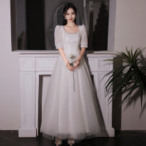 Law-style wedding dress 2021 new temperament brides luxurious small sub gown pregnant woman covered with belly arms