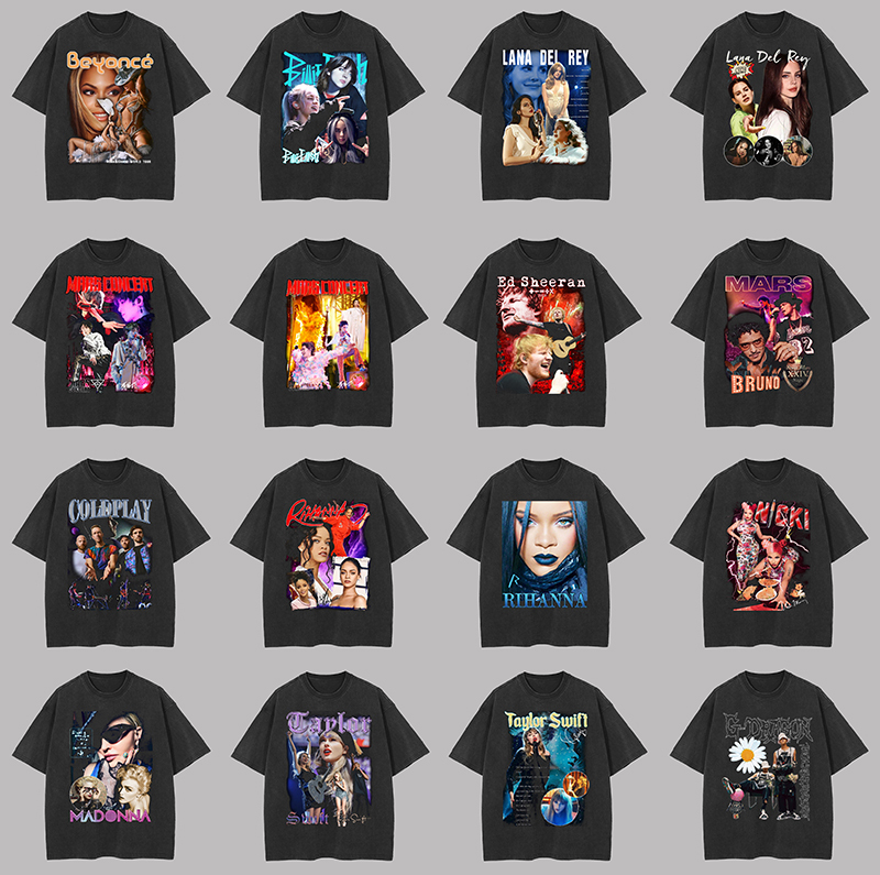 Original American-Style Lisa, Taylor Swift, Cole, Rihanna, Jay Chou ins Niche Loose-Fitting Pure Cotton Washed Vintage T-Shirt