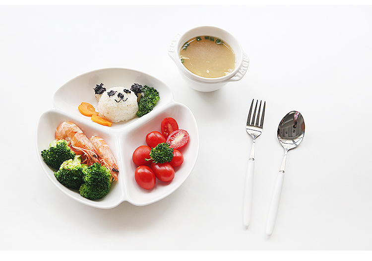Tấm lưới gốm Tấm ăn sáng tạo tấm ăn tối trẻ em bộ đồ ăn riêng Lưới tròn tấm sứ tấm trái cây - Đồ ăn tối đĩa sứ trắng