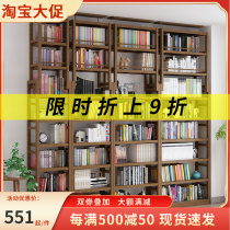 Solid wood book wall type bookcase on floor leaning against wall full wall bookcase custom shelve for whole wall top of the day living-room partition