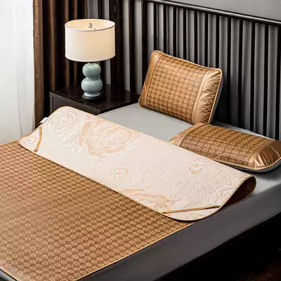 Soft mat Household 1 8m bed folding ice silk grass mat 1 5m double-sided positive and negative dual-use student dormitory rattan mat
