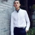 Áo thun tay dài nam cotton 2018 xuân hè mới phiên bản Hàn Quốc của xu hướng thời trang trẻ trung áo sơ mi trắng trơn