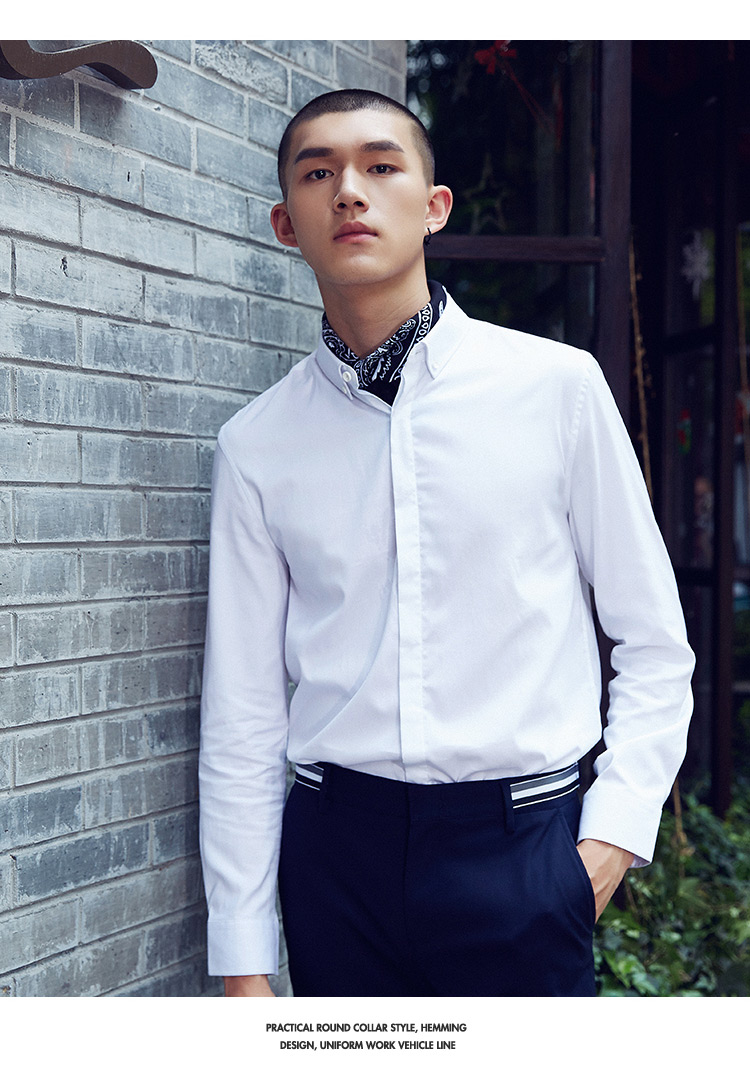 Áo thun tay dài nam cotton 2018 xuân hè mới phiên bản Hàn Quốc của xu hướng thời trang trẻ trung áo sơ mi trắng trơn kiểu áo voan đẹp