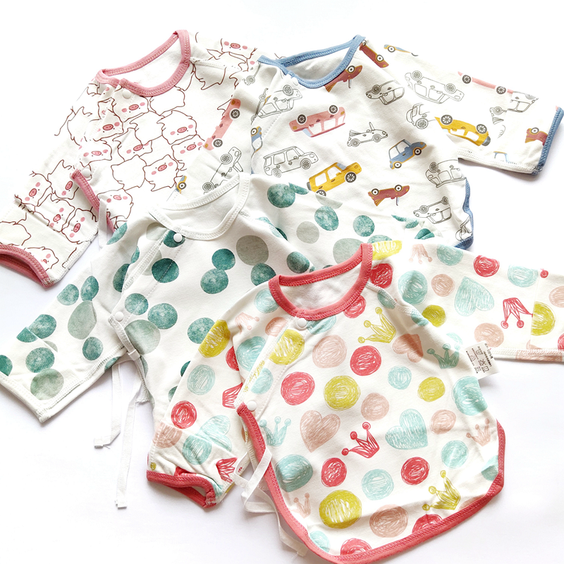 Newborn pure cotton half-back clothes baby cotton romper climbing clothes 0-3-6 four seasons lace-up monk clothes