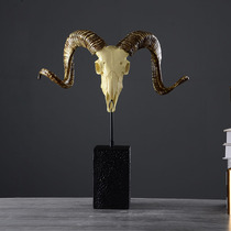 Chinese resin animal sheep head ornaments abstract retro soft clothes middle-aged and elderly home porch desktop town house decorations