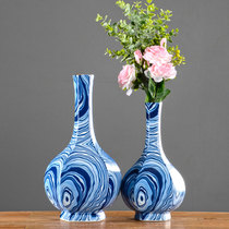 New Chinese ceramic thin neck fine Mouth Vase ornaments living room bedroom flower arrangement decoration model room porch decoration