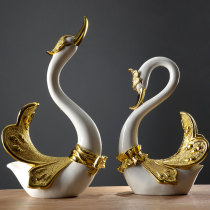 European style large plating gold swan ornaments a pair of home living room TV cabinet porch decorations creative decoration