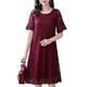 Lace dress plus size plus size women's belly-covering mother's middle-aged fat mm summer dress happy mother-in-law wedding banquet A-line skirt