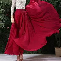 540 винный красный шифон (свободная талия) три слоя