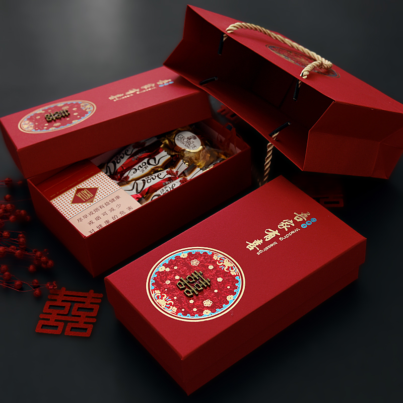 Wedding candy box paper box net red hand gift box empty box candy gift box handbag Chinese style wedding candy box