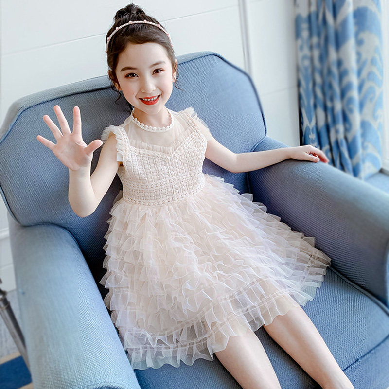 Girls dress summer 2021 new summer dress western style cute puffy princess dress summer cake dress short sleeve skirt