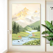 Hand-painted Rizhao Jinshan living room deer texture sofa background frameless decorative painting landscape painting landscape porch hanging painting