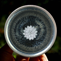 Construction of a tea cup Tianmu Glaze Oil Drip with inlaid silver Kiln Change Ceramic Utiliti tea with HS028aOkrJ