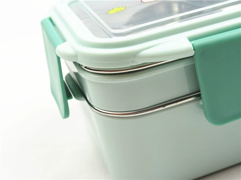 Tấm ăn tối hai lớp bằng thép không gỉ Hàn Quốc Hộp cơm trưa sinh viên lò vi sóng làm nóng hộp ăn trưa để làm việc chống bỏng - Hộp cơm điện sưởi ấm hop com dien