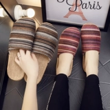 Японские высокие высококачественные тапочки, беззвучная ткань, слайдеры подходит для мужчин и женщин для беременных для домашнего использования, из хлопка и льна